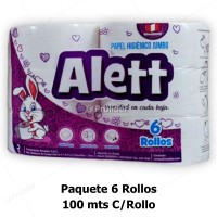 Papel Higiénico Jumbo Alett Doble Hoja 100 Metros Paquete x 6 Rollos