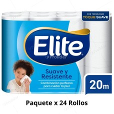 Papel Higiénico Doméstico Elite Etiqueta Celeste Paquete x 24 Rollos de 20 Metros