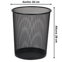 Papelera Malla de Metal Negro Rejilla Altura 28 cm