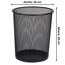 Papelera Malla de Metal Negro Rejilla Altura 28 cm