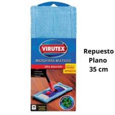 Repuesto Mopa Plana de Microfibra Virutex 35 cm Celeste