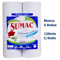 Papel Toalla Jumbo Sumac Blanco Liso Paquete x 6 Rollos