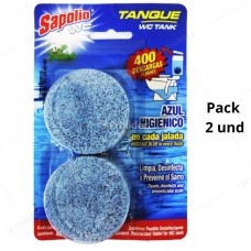 Pastilla Tanque WC Sapolio 45 gr Azul Paquete x 2 unidades