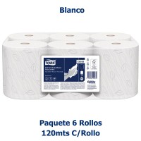 Papel Toalla Jumbo Tork Familia Blanco 120 Metros Paquete x 6 rollos 73669 Doble Hoja Precortado