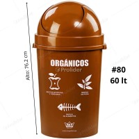 Papelera Vaivén Reyplast Cosmos Redondo N°80 de 60 Litros Marrón (Orgánicos)
