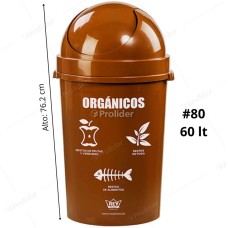 Papelera Vaivén Reyplast Cosmos Redondo N°80 de 60 Litros Marrón (Orgánicos)
