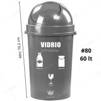 Papelera Vaivén Reyplast Cosmos Redondo N°80 de 60 Litros Plomo (Vidrios)