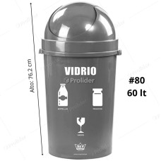 Papelera Vaivén Reyplast Cosmos Redondo N°80 de 60 Litros Plomo (Vidrios)