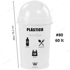 Papelera Vaivén Reyplast Cosmos Redondo N°80 de 60 Litros Blanco (Plásticos)