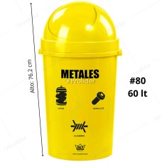 Papelera Vaivén Reyplast Cosmos Redondo N°80 de 60 Litros Amarillo (Metales)
