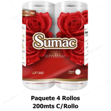 Papel Toalla Jumbo Sumac Blanco Gofrado 200 Metros Paquete x 4 Rollos