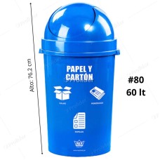 Papelera Vaivén Reyplast Cosmos Redondo N°80 de 60 Litros Azul (Papel y Carton)
