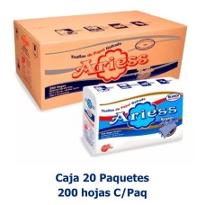 Caja Interfoliado Ariess Blanco 23.5 x 24 cm Doble Hoja x 20 Paquetes