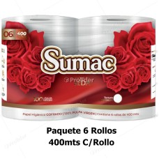 Papel Higiénico Jumbo Sumac 400 Metros Etiqueta Roja Paquete x 6 Rollos