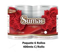 Papel Higiénico Jumbo Sumac 400 Metros Etiqueta Roja Paquete x 6 Rollos