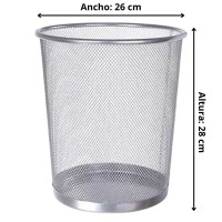 Papelera Malla de Metal Plomo Rejilla Altura 28 cm