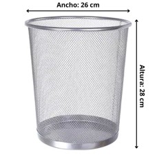 Papelera Malla de Metal Plomo Rejilla Altura 28 cm
