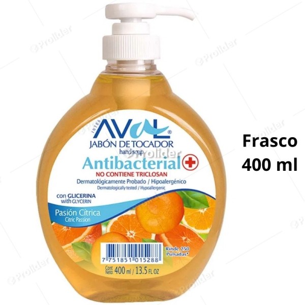 Jabón Líquido Aval Antibacterial Frasco 400 ml Pasion Citrica