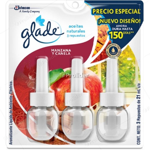 Repuesto Aceite Eléctrico Glade Paquete x 3 unidades Manzana Y Canela