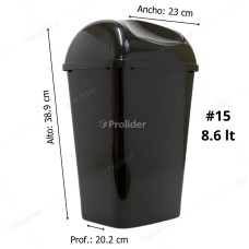 Papelera Vaivén Reyplast Galax N°15 Altura 39 cm de 8.6 Litros Negro