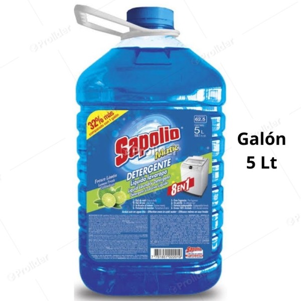 Detergente Líquido Sapolio Ropa Galón 5 Litros Limón