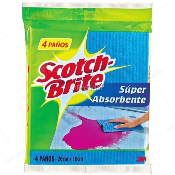 Paños Absorventes Scotch Brite Colores Wetex Paquete x 4 unidades