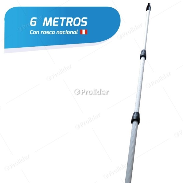 Palo de Extensión Aluminio Ebriel de 6 Metros + Rosca Nacional
