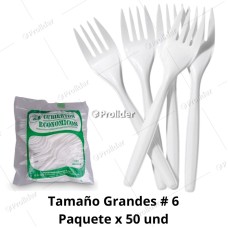 Tenedores Descartables Grandes N° 6 Paquete x 50 unidades Genérico