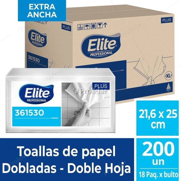 Caja Papel Interfoliado Elite Blanco XL 18 Paquetes de 200 unidades