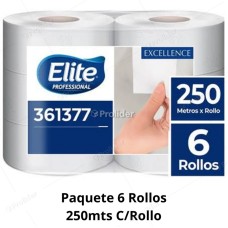 Papel Higiénico Jumbo Elite Doble Hoja 250 Metros Paquete x 6 Rollos