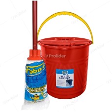 Set Trapeador Genérico Completo 17 Litros (Balde + Mopa) Rojo