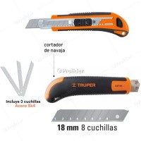 Cutter Cuchilla 18mm Truper Cut- 6X Papel Carton + 3 Cuchillas repuesto