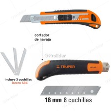 Cutter Cuchilla 18mm Truper Cut- 6X Papel Carton + 3 Cuchillas repuesto