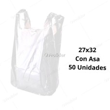 Bolsas Plásticas con Asa Blancas / 27 x 32 / 50 unidades