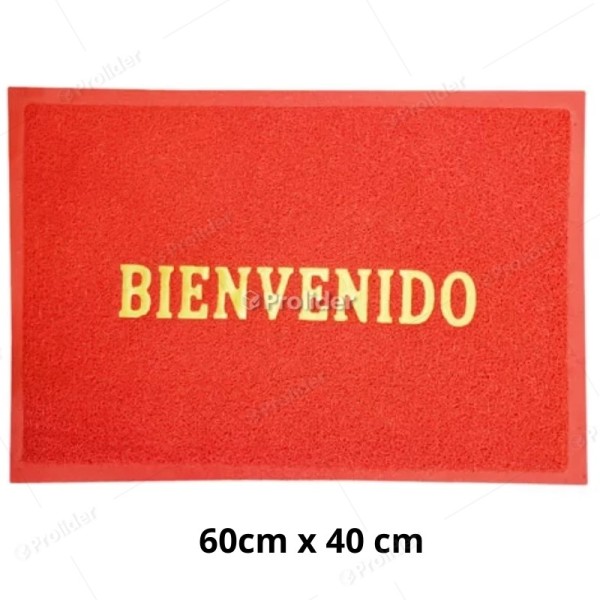 Felpudo para piso con Letras Bienvenido 60 cm x 40 cm Rojo