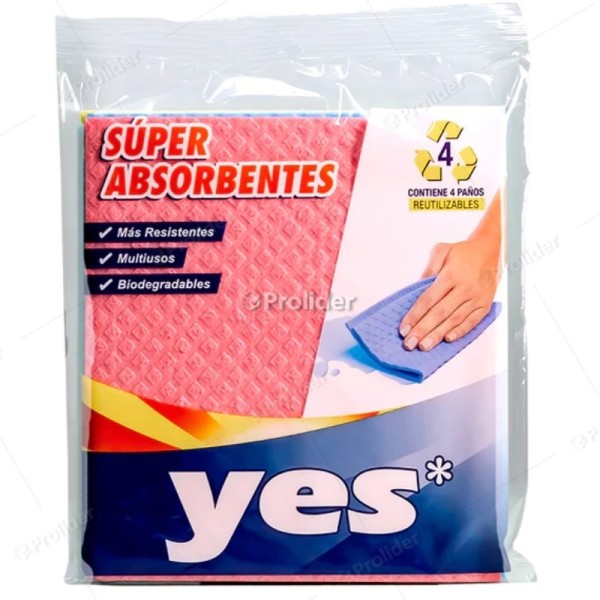 Paños Absorventes Yes Colores Wetex Paquete x 4 unidades
