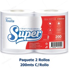 Papel Toalla Jumbo Super Blanco Etiqueta Rojo 200 Metros Paquete x 2 Rollos