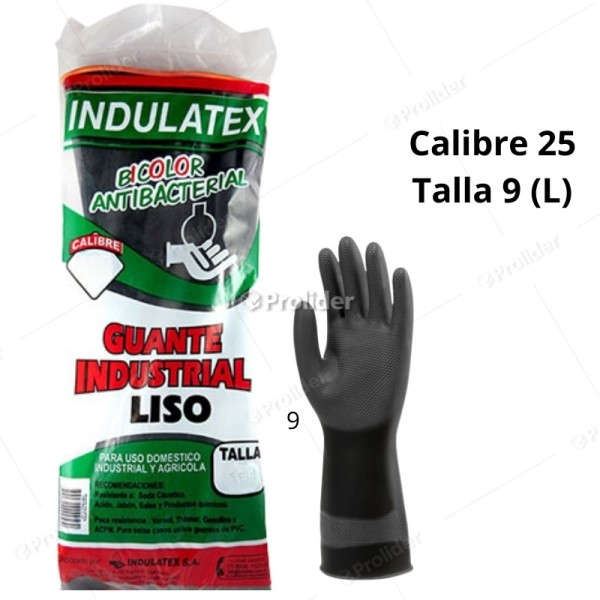 Guantes Industriales Negros Indulatex Calibre 25 Talla 9