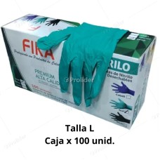 Guantes de Nitrilo Alto Riesgo Verde Talla L Caja x 100 unidades