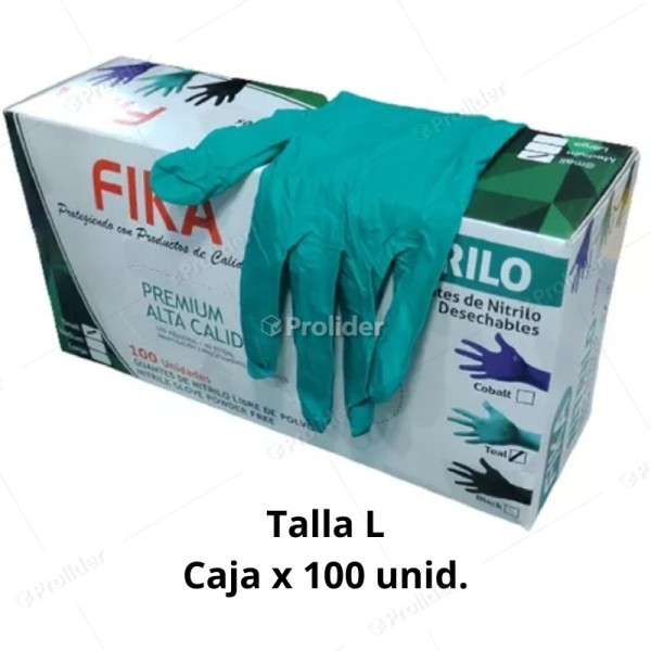 Guantes de Nitrilo Alto Riesgo Verde Talla L Caja x 100 unidades