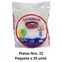 Platos Descartables de Plástico Blancos Genérico Nro. 22 Paquete x 25 unidades