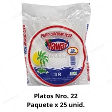 Platos Descartables de Plástico Blancos Genérico Nro. 22 Paquete x 25 unidades