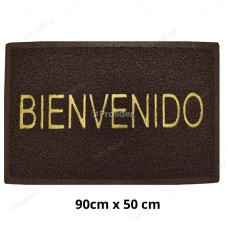 Felpudo para piso con Letras Bienvenido 90 cm x 50 cm Marron