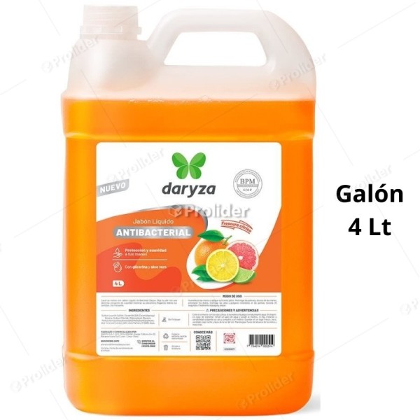 Jabón Líquido Antibacterial Daryza Galón 4 Litros Frescura Citrica