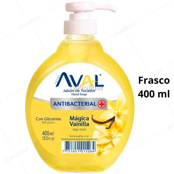 Jabon Liquido Aval Antibacterial Frasco 400 ml Vainilla
