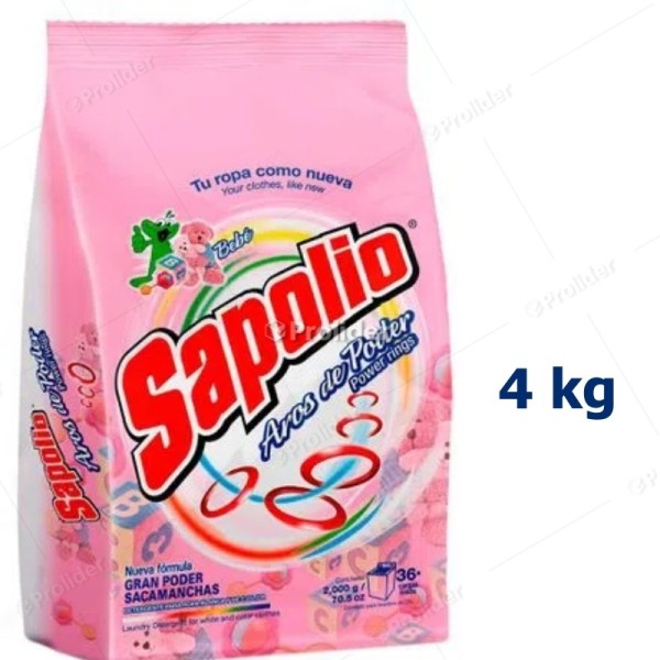 Detergente en Polvo Sapolio Bolsa 4 Kilos Bebé (Rosado)