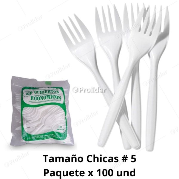 Tenedores Descartables N° 5 Chicas Paquete x 100 unidades Genérico