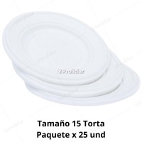 Platos Descartables de Plástico Blancos N°15 de Torta Paquete x 25 unidades