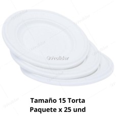 Platos Descartables de Plástico Blancos N°15 de Torta Paquete x 25 unidades