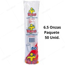 Vasos Plásticos Descartables Transparentes 6.5 Onzas Paquete x 50 unidades